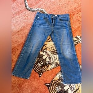 AG ex-boyfriend crop Blue Jeans